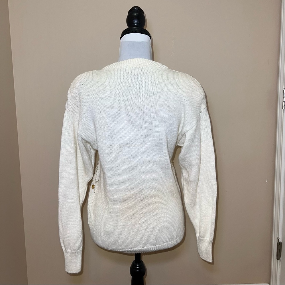Eminent Womens Vintage 80"s Cream Crew Neck Sweater w/Coin Decoration Size Small - Picture 7 of 8